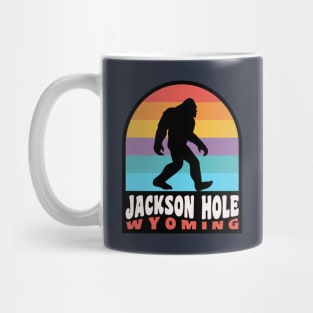 Jackson Hole Wyoming Bigfoot Sasquatch Retro Sunset Mug